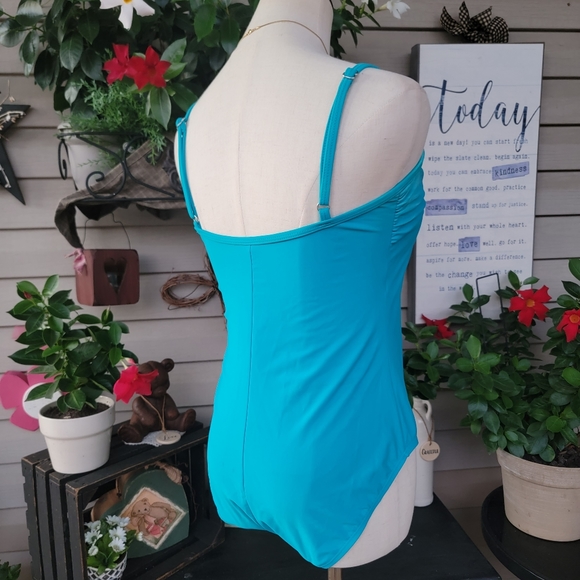 CATALINA ♡ NWOT Gorgeous 1pc Aqua Blue Padded Bralette Swimsuit XL (16-18) - Picture 4 of 11